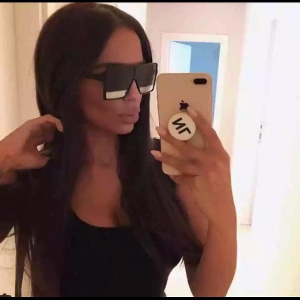 New Square Oversized Sunglasses Black Women - Picture 6 of 8